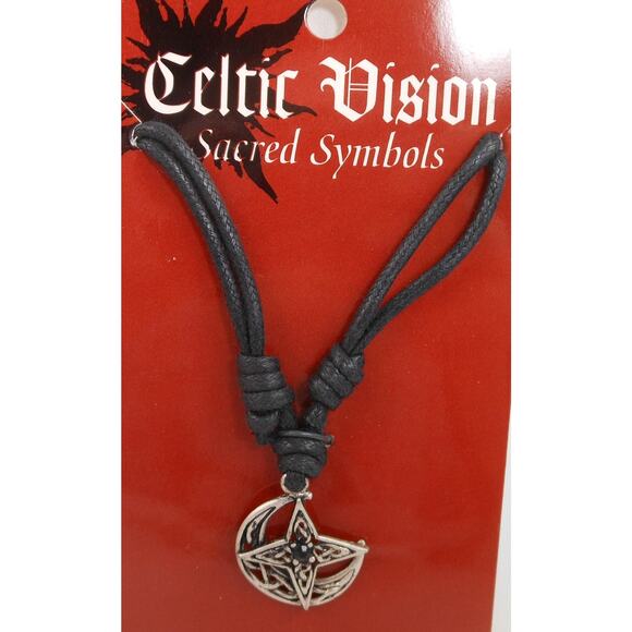 Vintage Celtic Visions Sacred Symbols Pendant Stars Moon Necklace- 24 Length - Picture 2 of 10